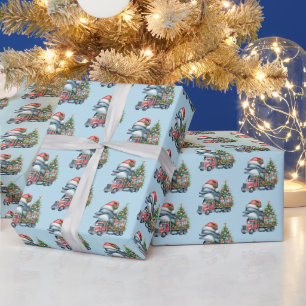 Festive tiled beach dolphin Christmas  Wrapping Paper