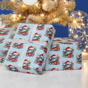 Festive tiled beach dolphin Christmas Wrapping Paper