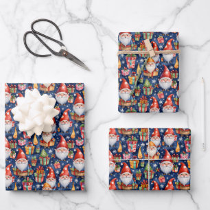 Festive tiled Christmas gnome  Wrapping Paper Sheet