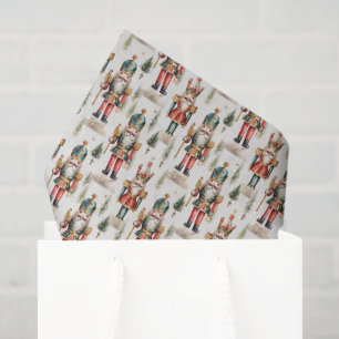 Festive tiled Christmas nutcracker watercolor Tissue Paper