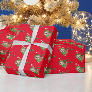 festive tiled Christmas sloth Holiday Wrapping Paper