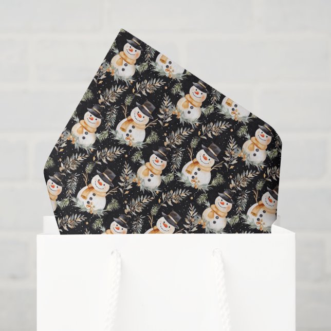 Festive tiled Christmas snowman pattern Tissue Paper (Gift Bag)