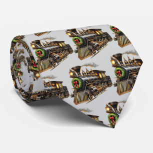 Festive tiled Christmas train Tie