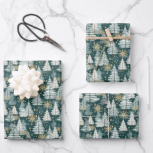 Festive tiled Christmas tree pattern Wrapping Paper Sheet