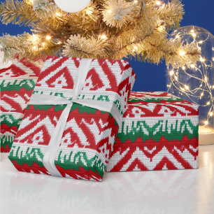 Festive tiled Christmas ugly sweater party Wrapping Paper