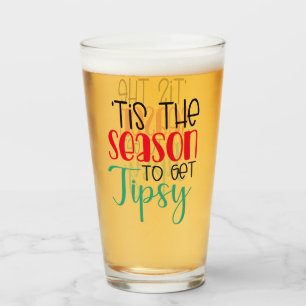Festive Tis the Season To Be Tipsy Fun Drinking Glass