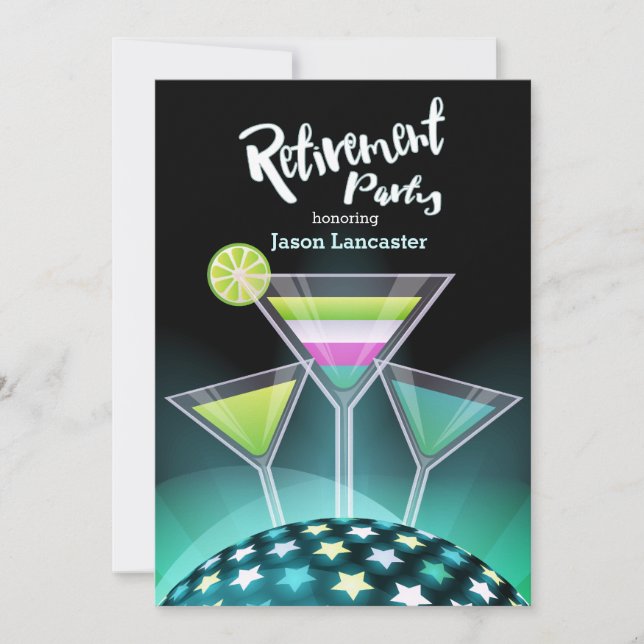 Festive Toast Retirement Invitations (Front)