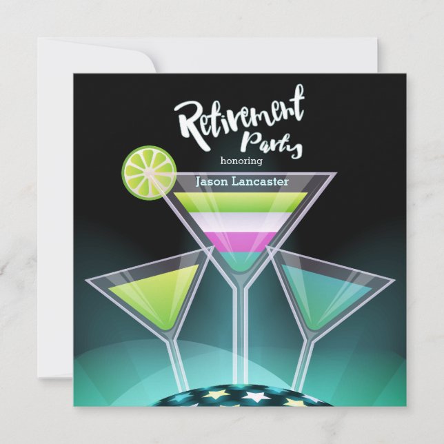 Festive Toast Retirement Invitations (Front)