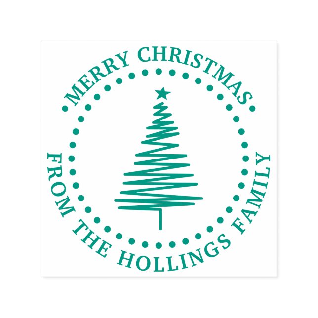 Festive Tree #2 Merry Christmas Greeting Name Self-inking Stamp (Design)