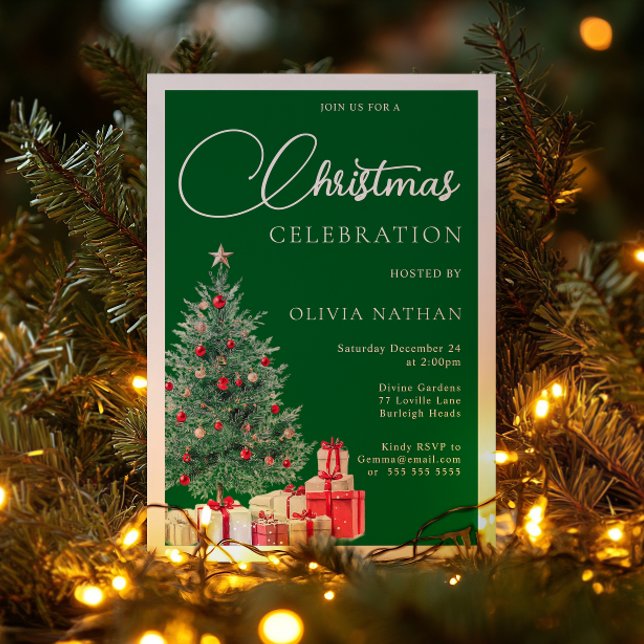 Festive Tree Christmas Party Green & Silver (Creator Uploaded)