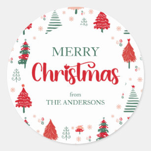 Festive Tree Pattern Scandinavian Hygge Christmas Classic Round Sticker