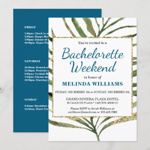 Festive Tropical Bachelorette Weekend Itinerary Invitation