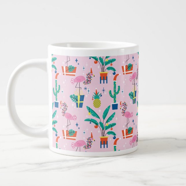 Festive Tropical Christmas Pattern Large Coffee Mug (Left)
