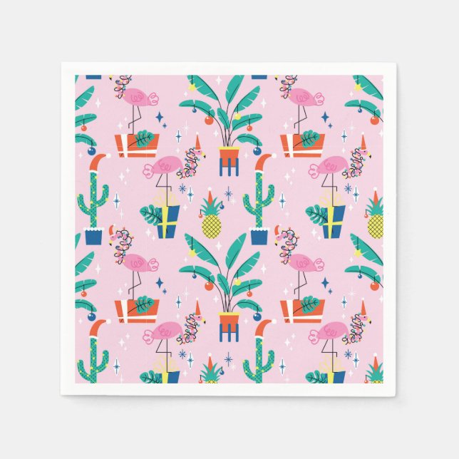 Festive Tropical Christmas Pattern Napkin (Front)