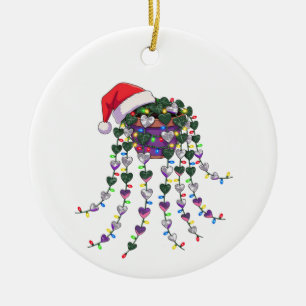 Festive Tropical Houseplant Wearing a Santa Hat   Ceramic Ornament