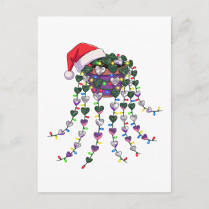 Festive Tropical Houseplant Wearing a Santa Hat   Holiday Postcard