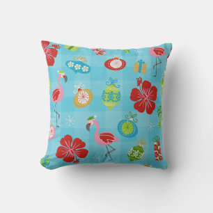 Festive Tropics Hawaiian Holiday Mid Century Mod Outdoor Pillow