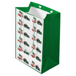 festive truck and camper Christmas red and green Medium Gift Bag