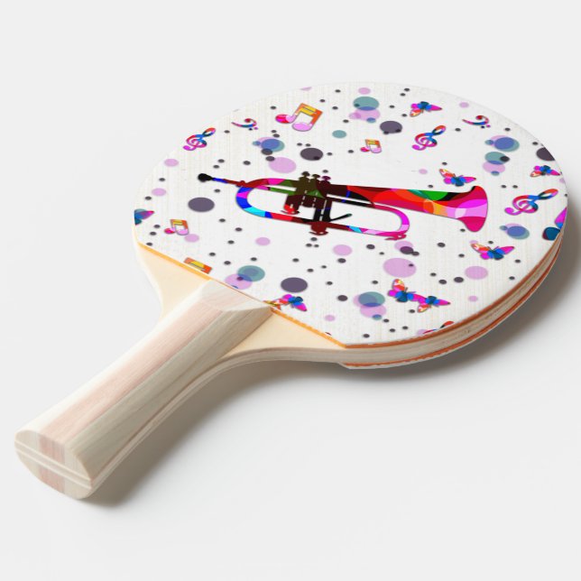 Festive Trumpet Ping Pong Paddle (Front Angle)