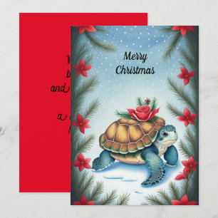 Festive Turtle Flat Holiday Card