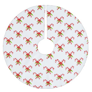 Festive Twin Candy Canes Holiday  Brushed Polyester Tree Skirt