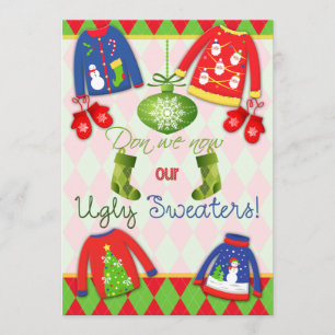 Festive Ugly Christmas Sweater Party Invitation