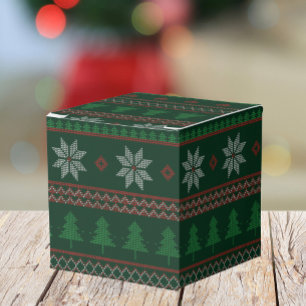 Festive Ugly Christmas Sweater Retro Holiday Party Favor Box