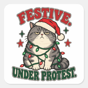 Festive Under Protest funny christmas design Square Sticker