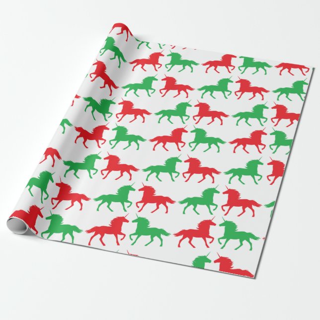 Festive Unicorn Wrapping Paper (Unrolled)