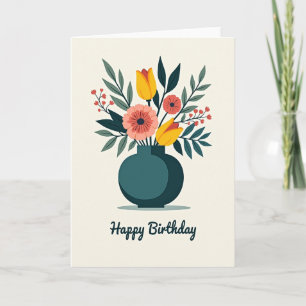Festive Vase Birthday Card