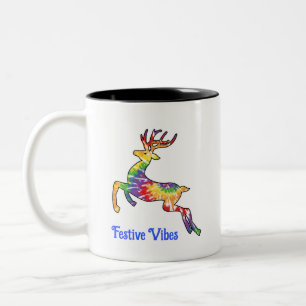 Festive Vibes Tie Dye Reindeer Mug