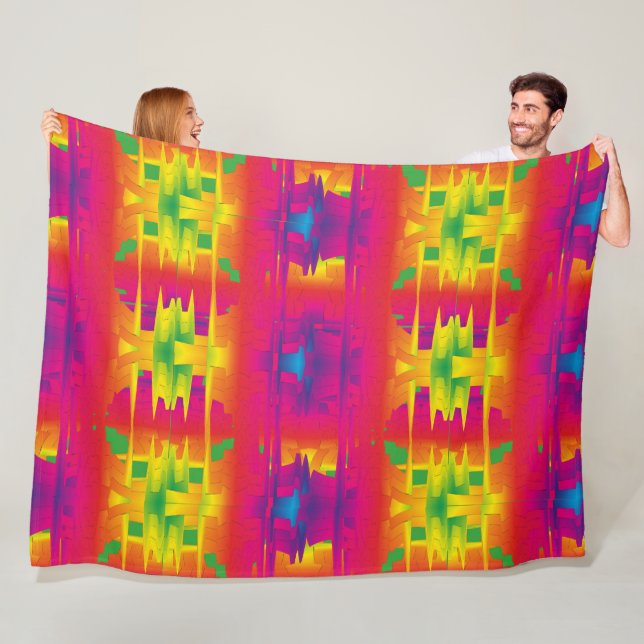 Festive Vibrant Colour Indian Pattern  Fleece Blanket (In Situ)
