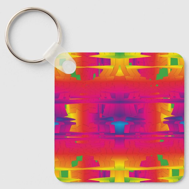 Festive Vibrant Colour Indian Pattern  Keychain (Front)