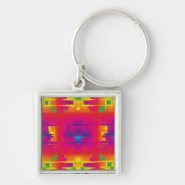 Festive Vibrant Colour Indian Pattern  Keychain (Front)