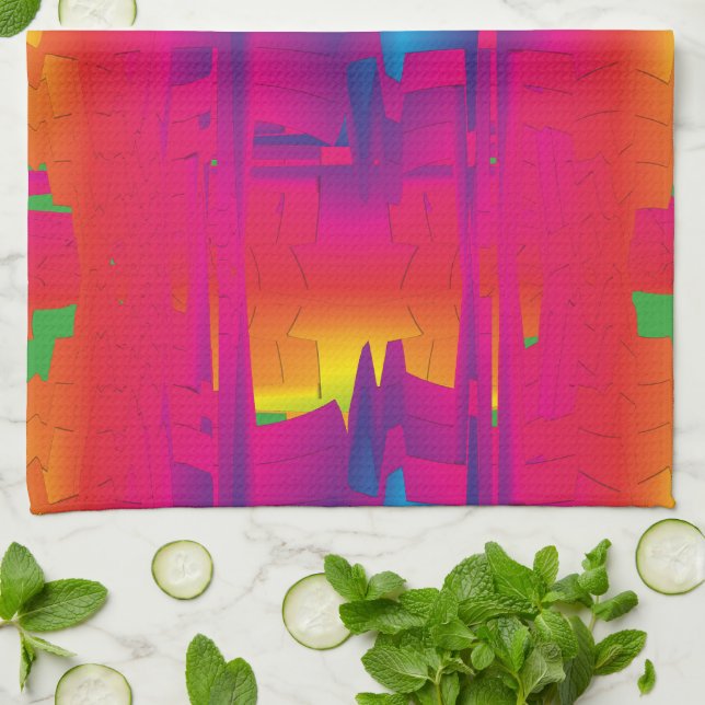 Festive Vibrant Colour Indian Pattern  Kitchen Towel (Folded)
