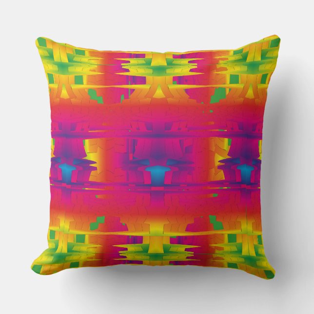 Festive Vibrant Colour Indian Pattern  Throw Pillow (Front)