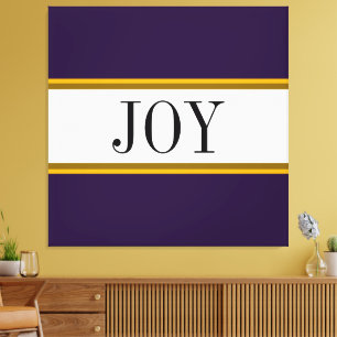 Festive Vibrant Purple White Christmas JOY Text  Canvas Print