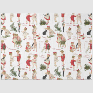 Festive Vintage Children & Christmas Greetings Tissue Paper