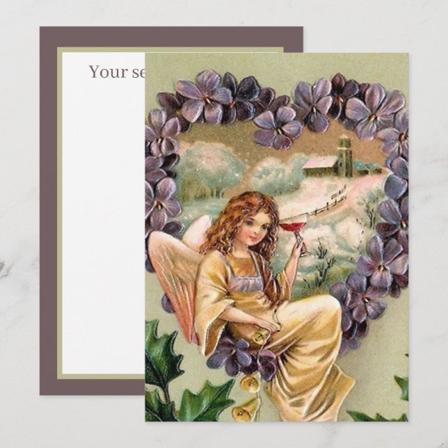 festive vintage Christmas Angel add sentiment Card (Front/Back)