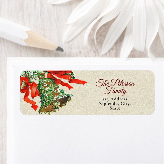Festive Vintage Christmas Bell Bow Mistletoe (Insitu)