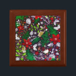 Festive Vintage Christmas Botanical Forest  Gift Box<br><div class="desc">Retro beautiful and colourful watercolor Christmas nature with pine cones,  berries,  and foliage on dark background.</div>