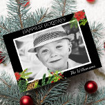 Festive Vintage Christmas Botanicals Holiday Photo<br><div class="desc">Spread some holiday cheer with this festive photo card. Colourful poinsettias, pine boughs, pine cones and other Christmas foliage frame your photo on the front side. On the backside, add another photo and your own holiday message, names and year. Sophisticated yet colourful and fun, your Holiday card is sure to...</div>
