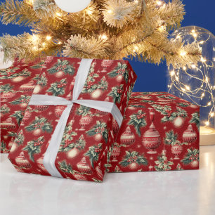 Festive vintage Christmas bulbs tiled Wrapping Paper