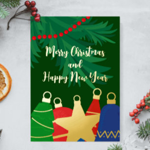 Festive vintage Christmas ornaments photo Foil Holiday Card