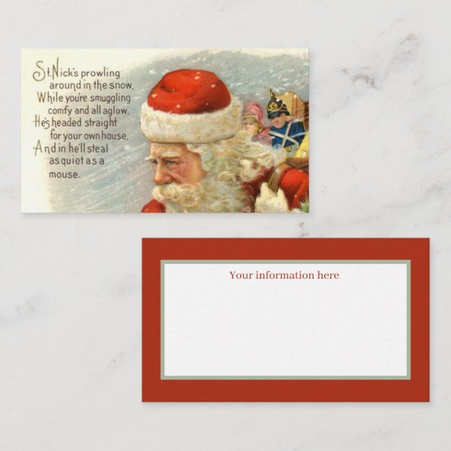 festive vintage Christmas Santa Business Card (Front/Back)