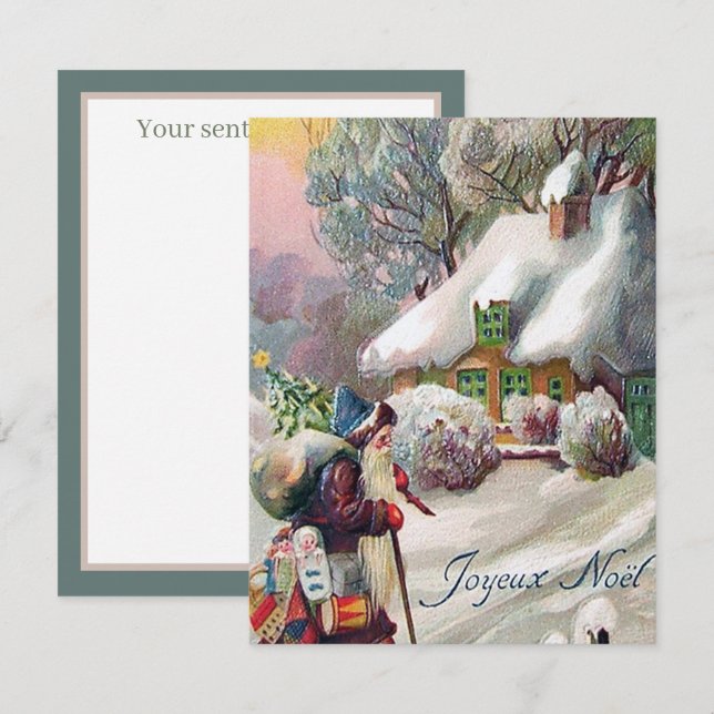 festive vintage Christmas Santa Holiday Card (Front/Back)