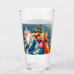 festive vintage Christmas Santa Holiday  Glass