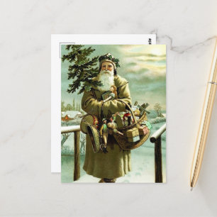 festive vintage Christmas Santa Holiday Postcard