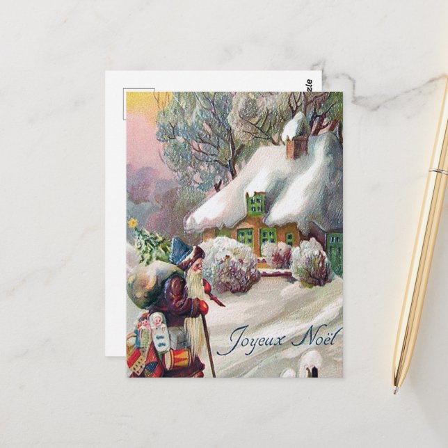 festive vintage Christmas Santa Holiday Postcard (Front/Back In Situ)