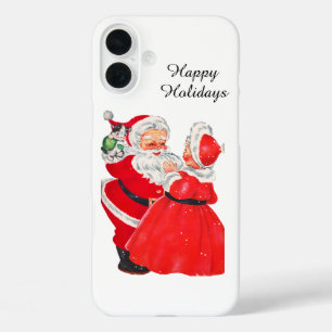 Festive vintage Christmas Santa Mrs Claus iPhone 16 Plus Case